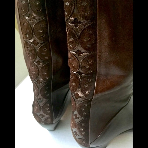 Leather boots Italian made tall boots mid calf slouchy boots brown leather boots - Picture 5 of 15